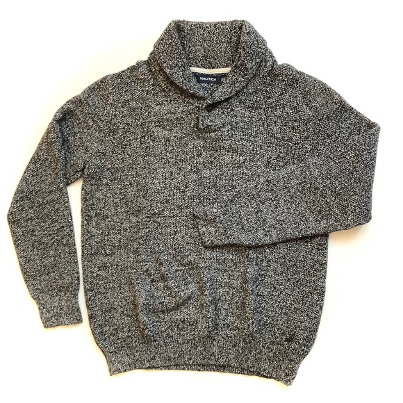 NAUTICA Shawl Collar Black & White Sweater - Picture 1 of 7